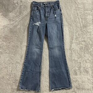 Levis Jeans Womens Size 26 70s High Rise Flare Blue Denim Medium Wash Distressed